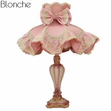 Современная светодиодная настольная лампы тканевые Абажуры для Гостиная Спальня стол светильники принцессы свадьбы осветительное украшение для дома E27