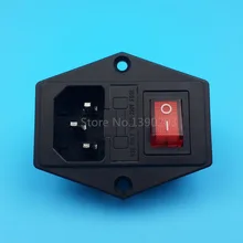 10 шт черный 250 V 10A IEC320 C14 Мощность розетка с 3 P переключателя красного света sercw Тип