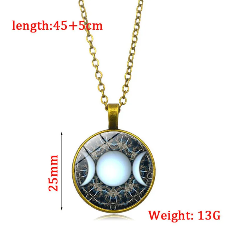 Тройная Луна кулон богини пентаграмма ожерелье ювелирные изделия с изображением ведьмы стеклянный купол Wiccan Ожерелье Серебряная цепочка Шарм Wicca ювелирные изделия