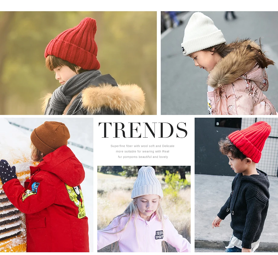 Kids Hat Children Cute Warm Beanies Protect The Ears Hats 2019 New Winter Autumn Boys Girls Wool Knit Beanie Baby Hat Unisex Cap (5)