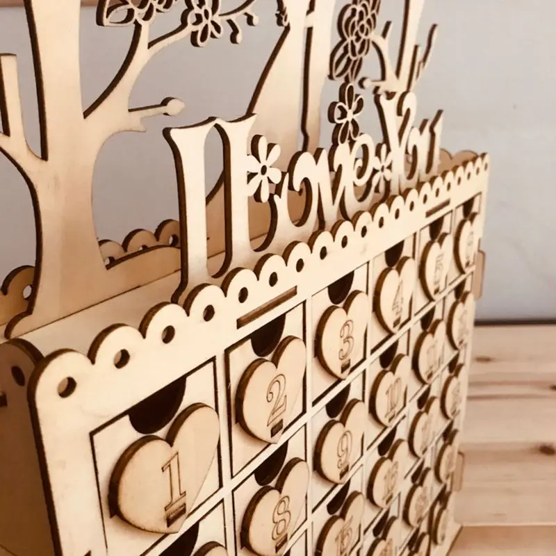 Деревянный шкаф для шоколада DIY светодиодный ящик с надписью «I Love You» и обратным отсчетом товары для свадебной вечеринки украшение подарок