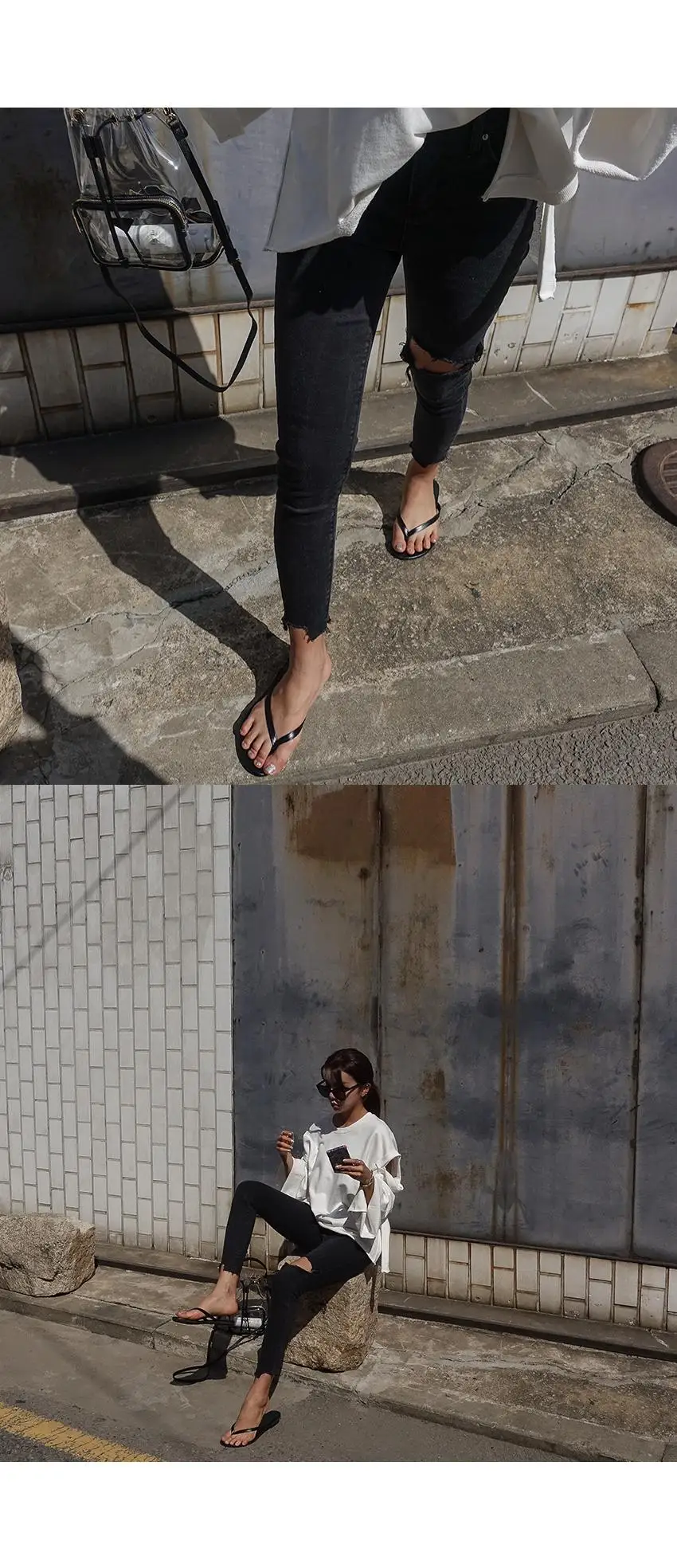 Корейская версия узких стрейчевых штанов для маленьких ног; брюки в коленях; необычные Нечеткие черные джинсы с дырками; 7300