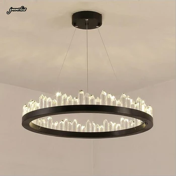

Nordic modern minimalist living room lights atmospheric creative personality round crystal chandeliers American living room lamp