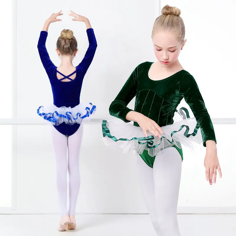 Velvet Ballet Training Dance Wear Classical Winter Ballet Dresses Girls Kids Ballet Tutu Dance