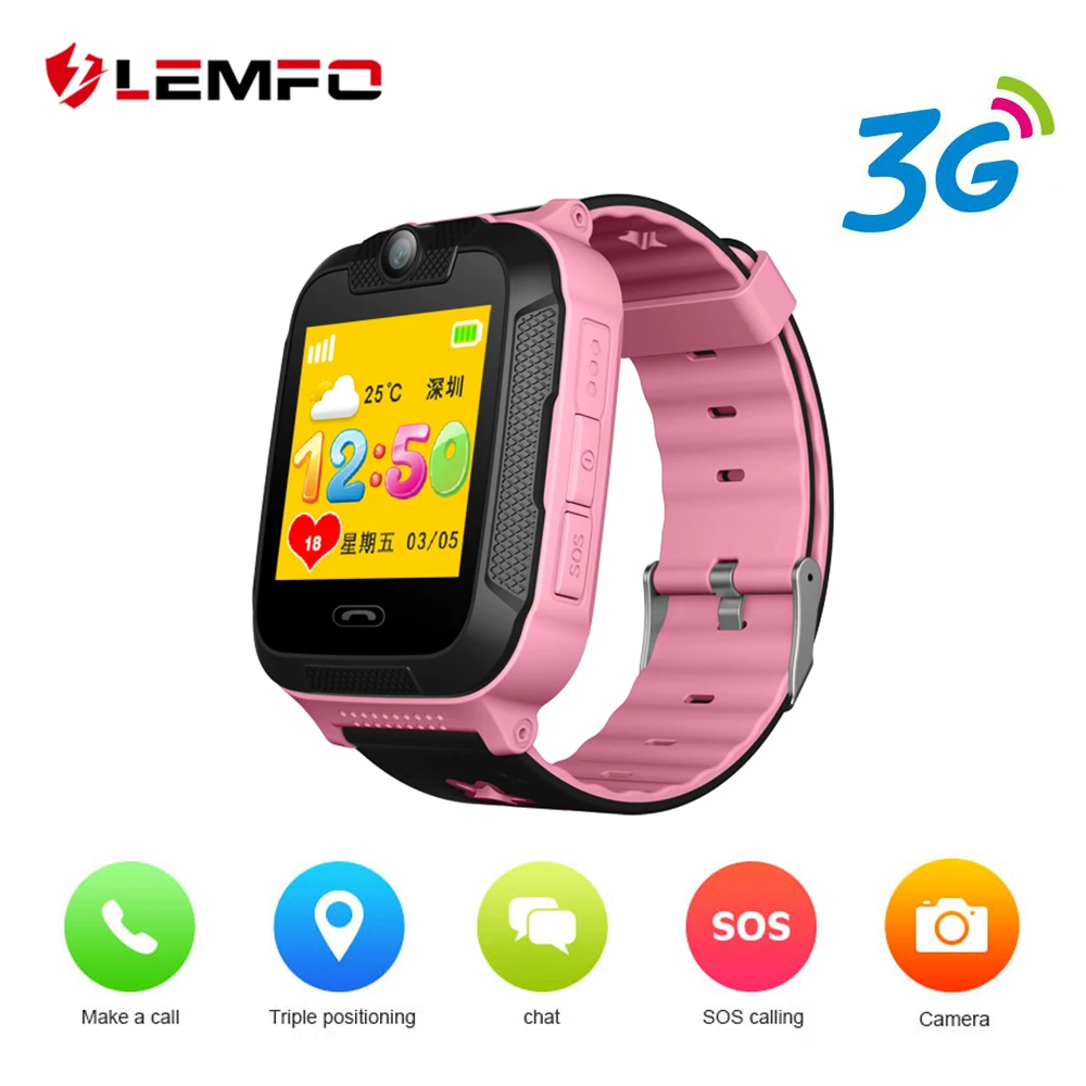 

LEMFO Smart Watch Kids Android 4.2 Cute 3G SIM Card GPS LBS SOS Dial Call Camera Baby Smart Watch For Children Big Battery
