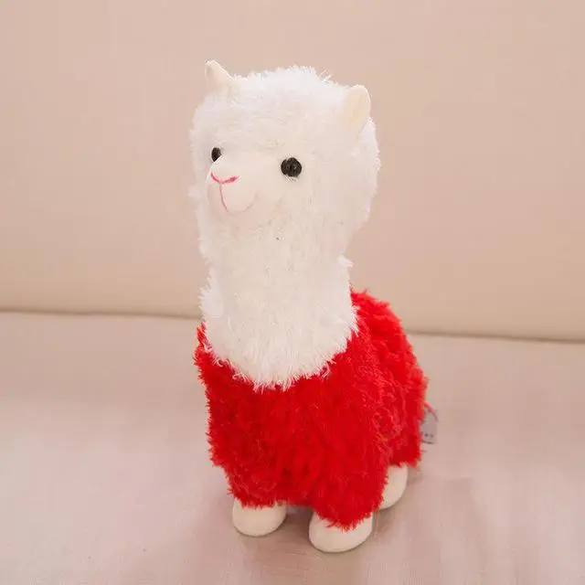 Kawaii Радуга 25 см Альпака плюшевые куклы игрушки милый лама Alpacasso игрушки плюшевые японские Альпака животных мягкая кукла Дети подарок - Цвет: Красный