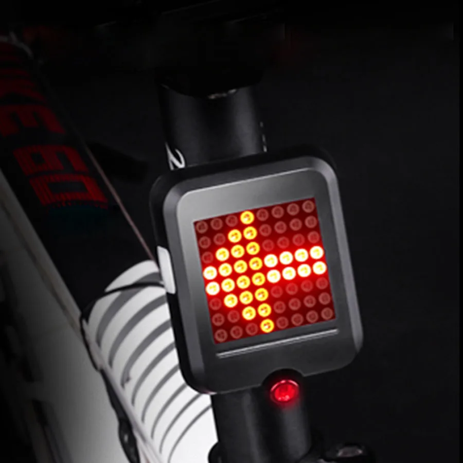 Discount Bicycle Intelligent Turn Taillight Signal Light Waterproof Brake Light Projection Lamp 64 LED Infrared Warning Light Accessories 1