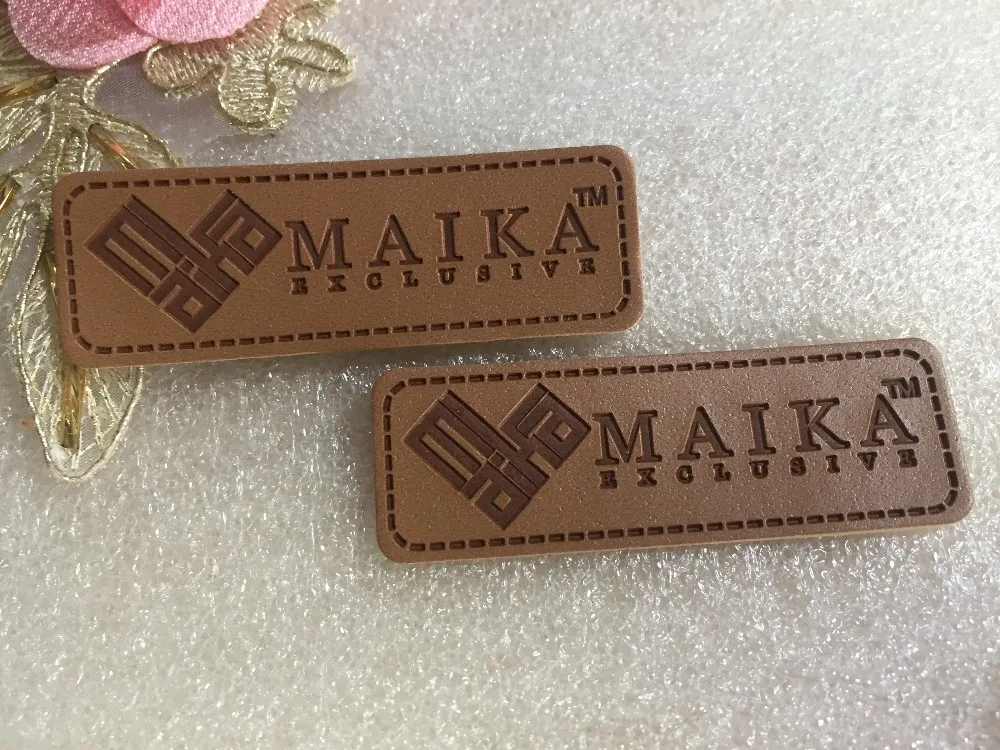 Custom made leather label, PU leather label, PU patch , debossed