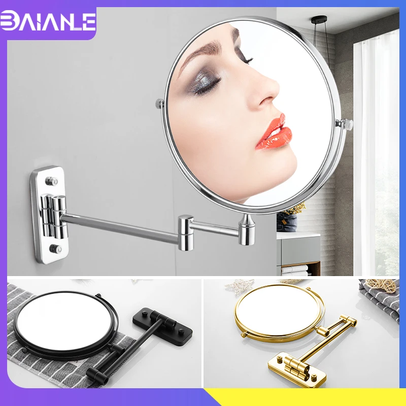 

Bathroom Mirror Stainless Steel Dual Arm Extend 2-Face Cosmetic Mirror Wall Mounted Adjustable Make Up Mirror Magnifying 8 Inch