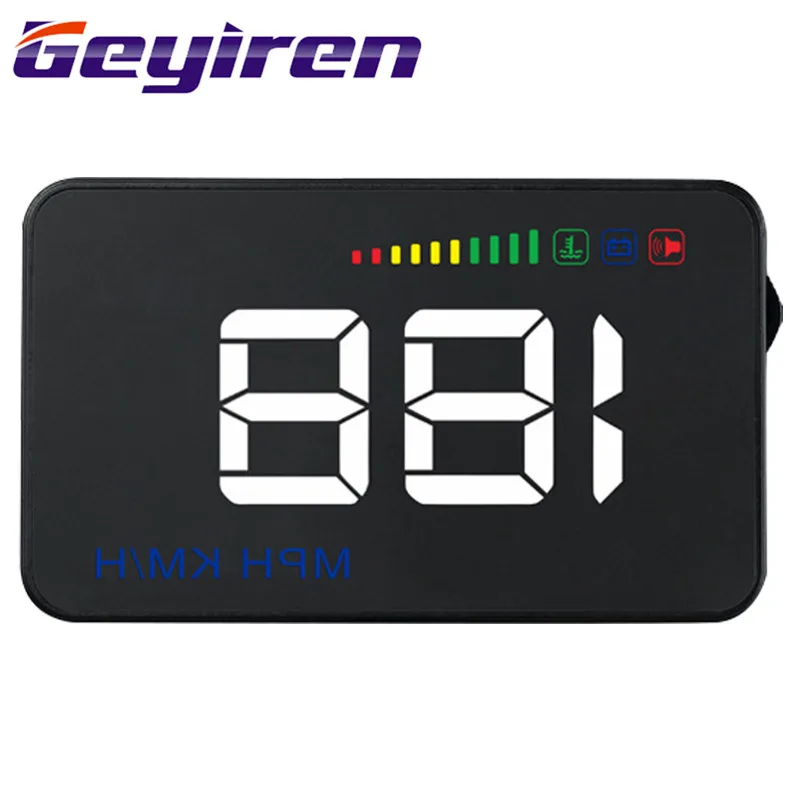 

GEYIREN General Vehicle HUD Head-up Display Overspeed Alert Windshield High Definition Projector Black Alarm System A500