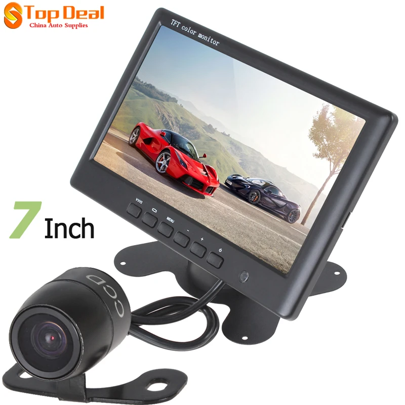 

Sale HD 800 X 480 Super Thin 7" TFT LCD 2 Channels Video Input Rear View Monitor + E306 18mm Color CMOS Car Reversing Camera