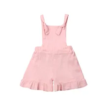 Детский комбинезон для маленьких девочек; розовый прочный комбинезон без рукавов; Летний комбинезон