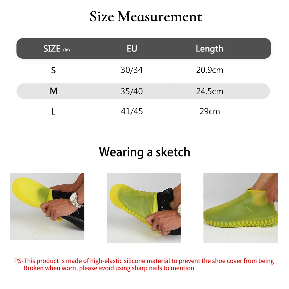 1 пара уплотненных резиновых водонепроницаемых резиновых чехлов для защиты обуви от скольжения