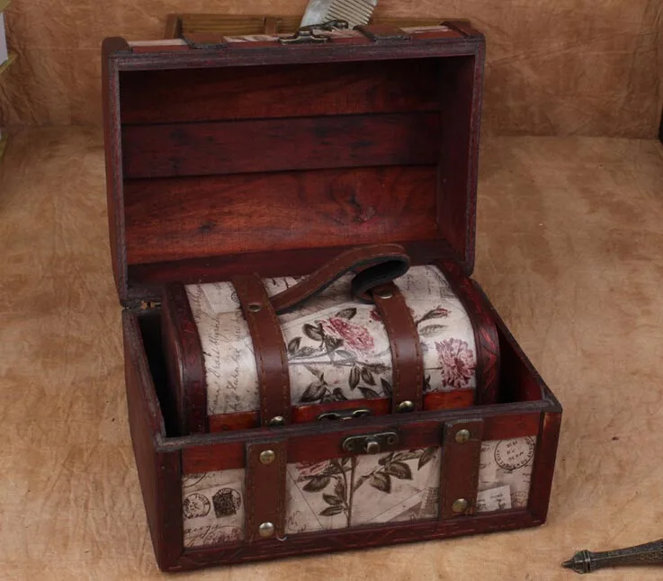 Livre o Navio! Caixas de Jóias Case da Princesa Retro de Madeira Caixa de Presente Caixa de Lápis Selos Retro Europeia Conjunto –