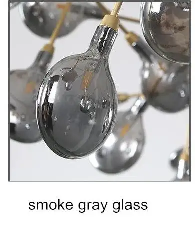 Современный светодиодный стеклянный абажур люстра освещение круглый дизайн G4 блеск подвесные лампы для гостиной кухни подвесной светильник - Цвет абажура: smoke gray glass