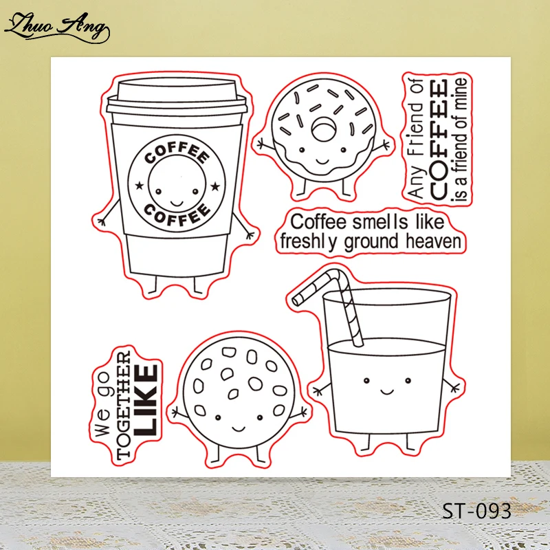 

Coffee and Juice Clear Silicone Stamp/Seal for DIY Scrapbooking/Photo Album Decorative Card Making Clear Stamps