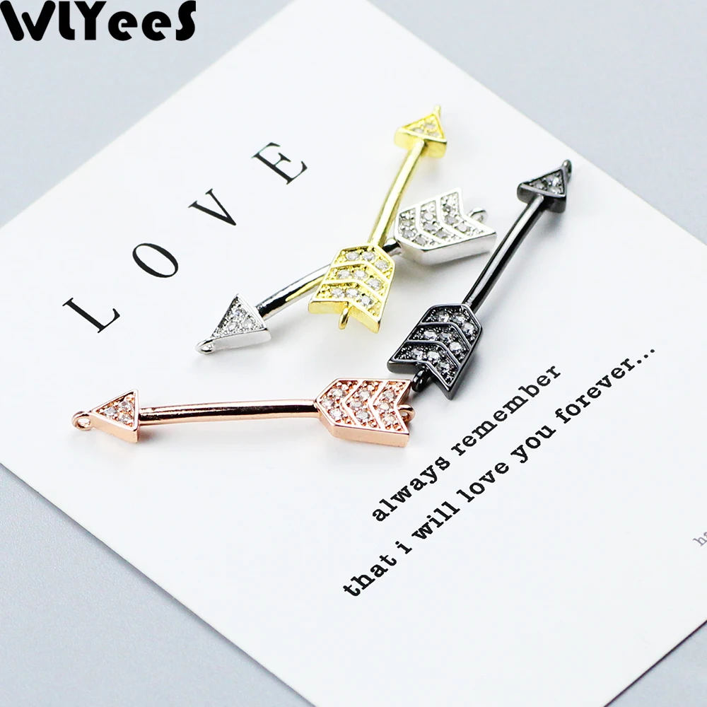 

WLYeeS 4pcs Cupid's arrows White CZ Charms Copper beads 35mm arrows for bow Symbolic love Beads For Jewelry making DIY bracelet