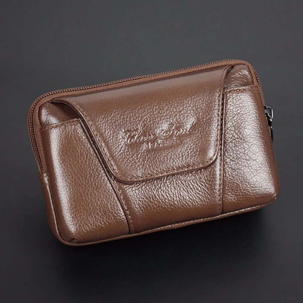 Genuine Leather Fanny Pack Men/'s Loop Skin Case Purse Belt Cell Phone Waist Bag