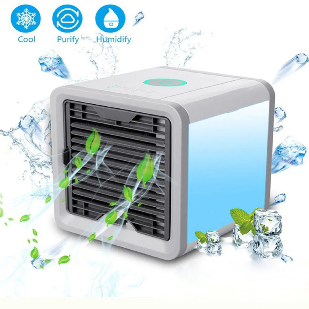 

1Pc Mini Portable Air Conditioner Humidifier Purifier Led Light Desktop Air Cooling Fan Cooler Fan for Office Home HVAC Systems