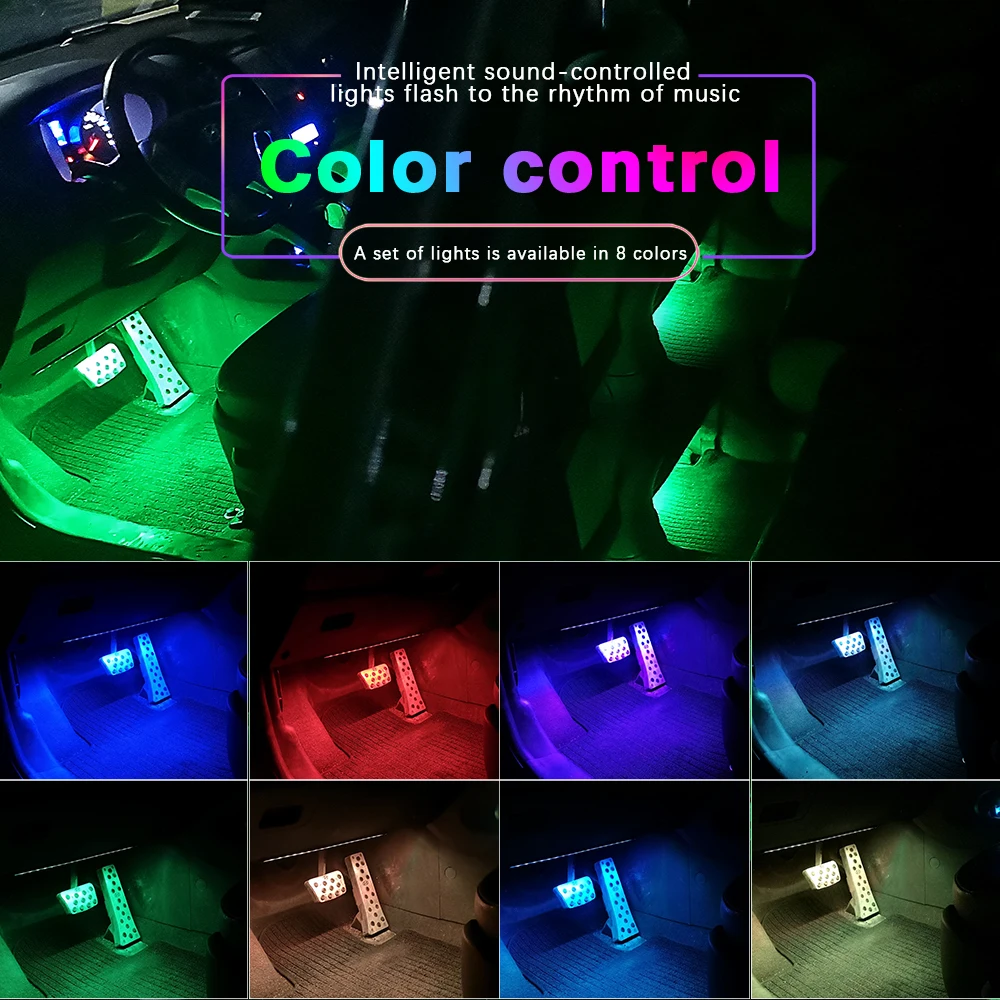 DXZ автомобильный стильный интерьерный атмосферный светильник 9 светодиодный декоративный светильник Авто RGB музыка голосовой Звук дистанционное управление пол bump 12 В
