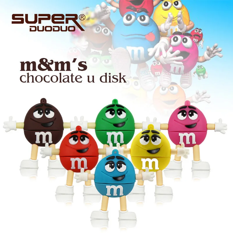 

M&M chocelate USB Flash Drive 4GB 8GB Memory Card Stick 16GB 32GB 64GB Thumb/Car key/Pendrive U Disk/creative Gift