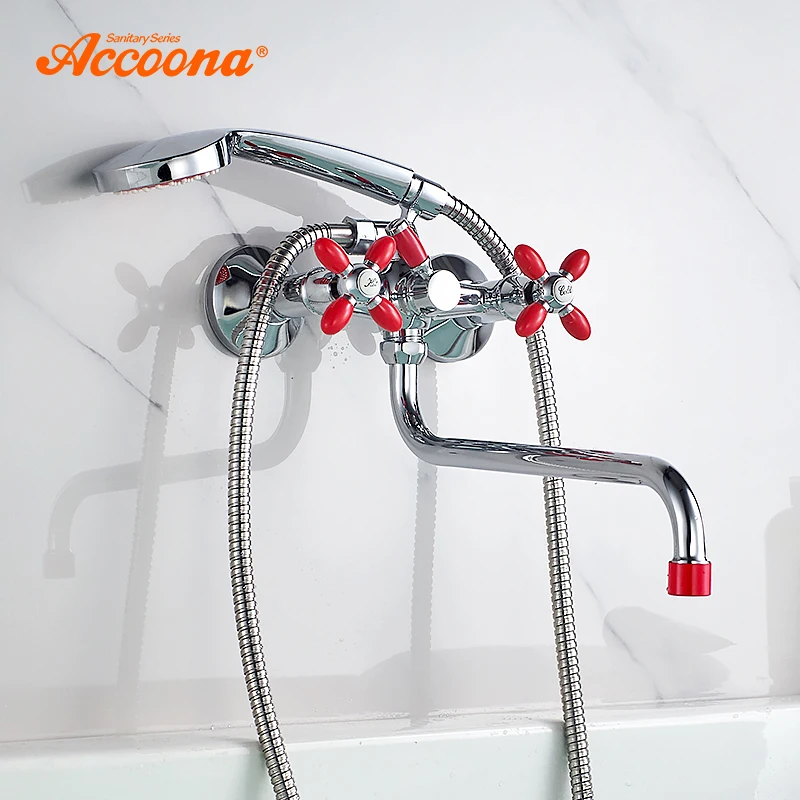 Billig Accoona Badewanne Armaturen Dusche Set Dusche Kopf Bad Dual Halter Dual Control Dusche Badewanne Wasserhahn Bad Wasserhahn A7182