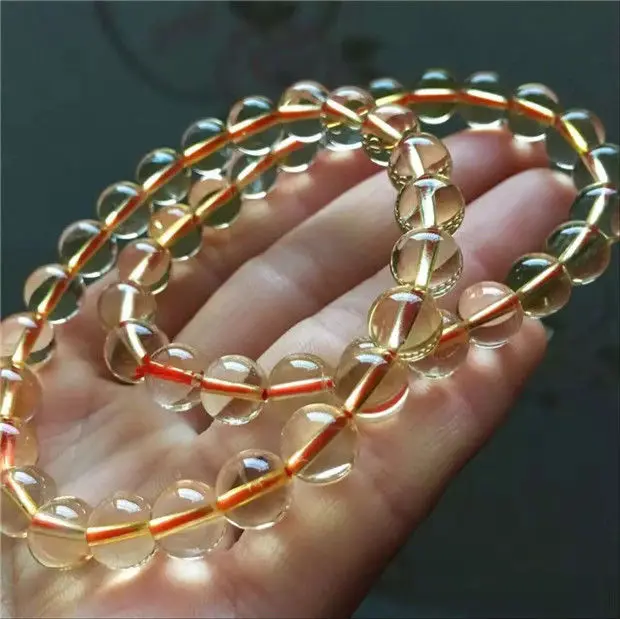 

Free Shipping Natural citrine yellow crystal round beads Bracelet AAA 8mm