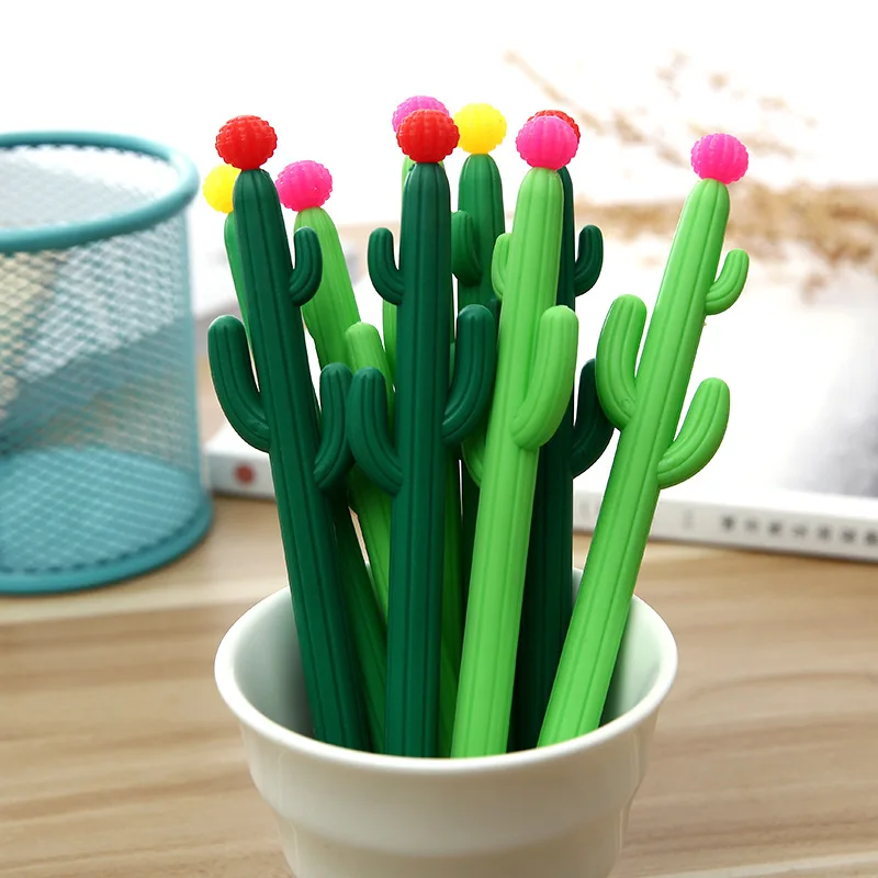 

48pcs/lot Korean creative cute cartoon cactus shape school gel pen unisex pen water ink sign pen students tool promotion gift