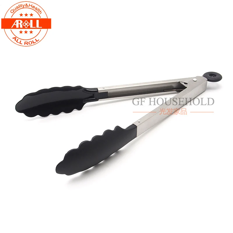New Food Grade Nylon BBQ Tongs Stainless steel Handle Kitchen Fruits