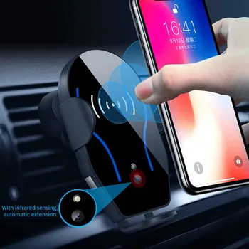 

Car universal wireless charging gravity sensor phone bracket air outlet spin free car holder 10W charger with fast