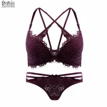 Бренд JYF, сексуальный кружевной бюстгальтер, наборы, Цветочная вышивка, открытая спина, без бретелек, женское нижнее белье, бесшовный, Одноцветный, пуш-ап, нижнее белье