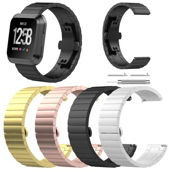 

Versa Beaded Stainless Steel Watch Strap ForFitbit Steel Strap Versa Bamboo Wristband Butterfly Buckle Strap Smart Accessories
