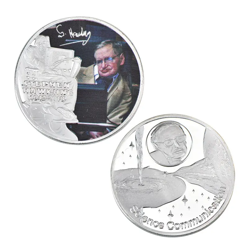 WR оригинальная Серебряная монета Стивен Вильям Хокинг коллекционные монеты евро КОПИЯ монета наборы не-монеты иностранных валют для сувенирного подарка - Цвет: Style 3