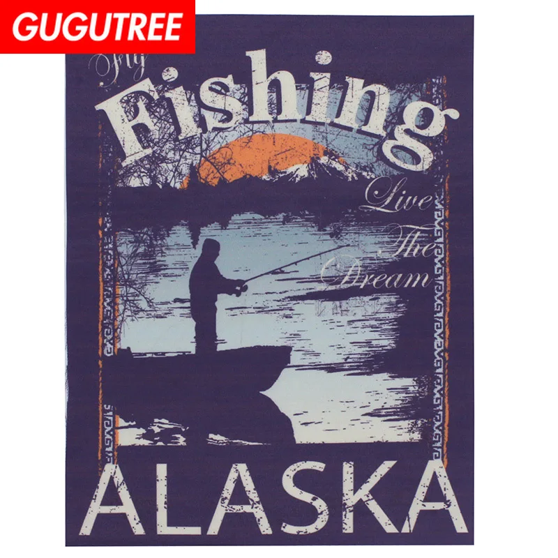 

GUGUTREE embroidery printed big letter patches scenery patches badges applique patches for clothing XC-397