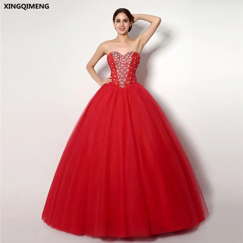 Aliexpress com Buy In Stock Sparkly  Red  Quinceanera  