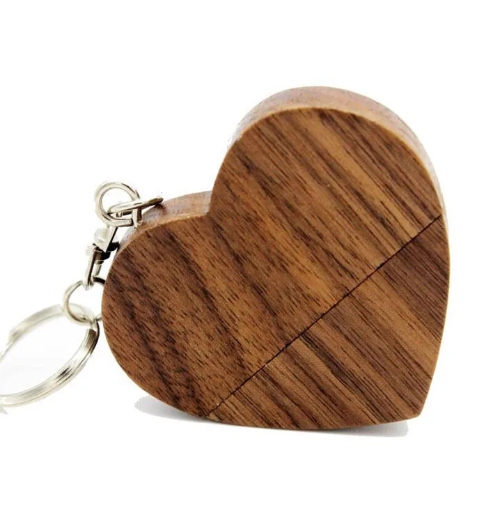 Walnut no BOX JASTER(более 10 шт. бесплатный логотип) грецкий орех деревянное сердце+ Подарочная коробка USB флеш-накопитель креативная Флешка 4 ГБ 16 ГБ 32 ГБ 64 Гб карта памяти - Цвет: Walnut no BOX