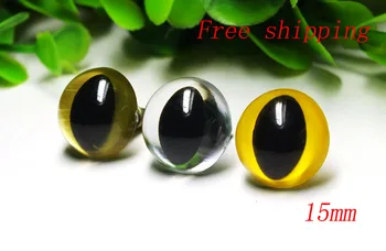 

Free ship!!15mm gold-White-yellow color Cat Eyes - 30pairs Craft Safety Eyes/Doll eyes