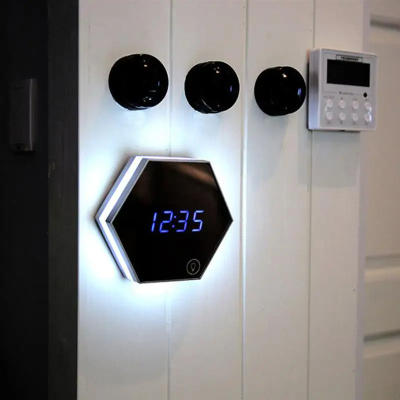 

Multi-Function Led Digital Alarm Clock Night Light Temperature Display Mirror Thermometer Touch Sensing Table Lamp Travel Clocks
