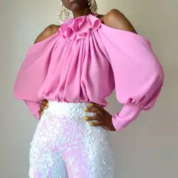 Элегантная повседневная Офисная Женская летняя блуза большого размера в африканском стиле женские свободные рукава с оборками