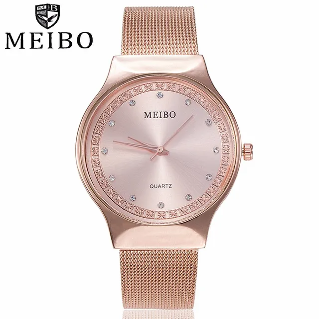 MEIBO Brand Fashion Women Rose Gold Rhinestone Quartz Watches Casual Ladies Stai MEIBO Brand Fashion Women Rose Gold Rhinestone Quartz Watches Casual Ladies Stai