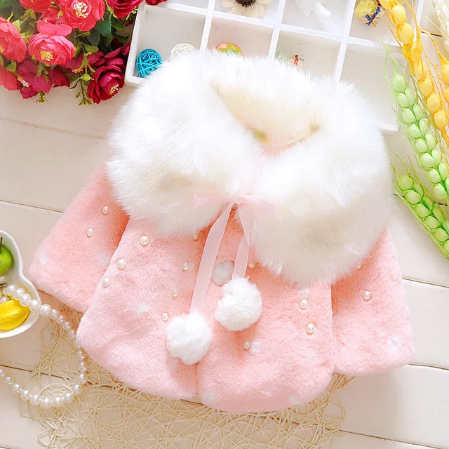Cute Baby Winter Jacket Thick Cotton Padded Baby Girl Hairball