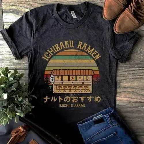 

Ichiraku Ramen Teuchi & Ayame Men Black Tshirt M 3Xl