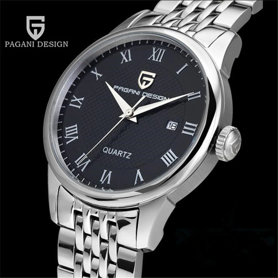 

PAGANI DESIGN Watch Mens Waterproof Business Stainless Steel Quartz Wrist Watch Calendar Clock Men 2017 saat Relogio Masculino