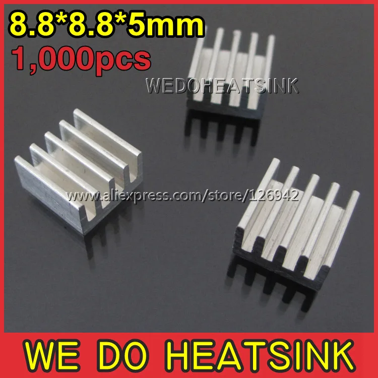 

Free Shipping 1,000Pcs/Lot 8.8*8.8*5mm Aluminum Fans & Cooling Heatsink Radiator Heat Sink Cheap Wholesales Price