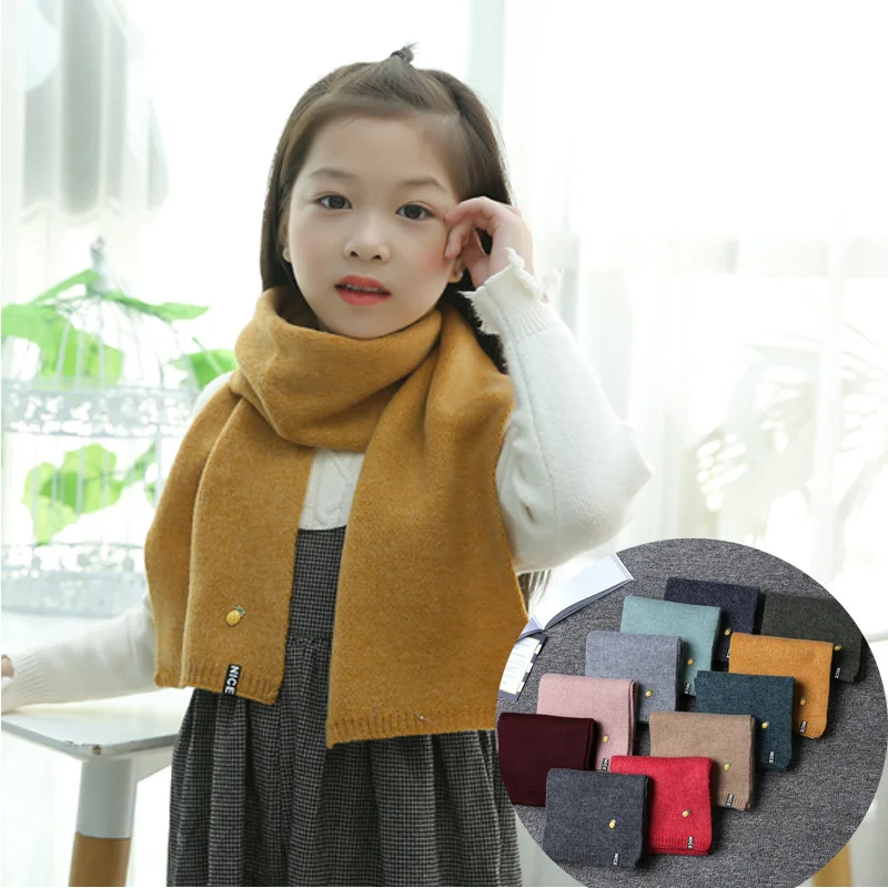 Children's Scarves Solid Colors Stylish Soft Kids Girls Boys Baby Toddler Wool Scarf Winter Warm