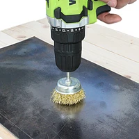 3pcs סט גביע גלגל Crimped פלדה מצופה נחושת מברשת סט חוט 3pcs TASP כלי ניקוי End עם 6 מ"מ עגול Shank עבור מקדחות (5)