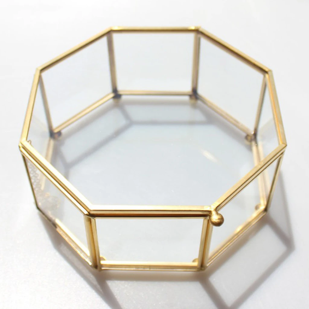 Clear Glass Geometric Terrarium Box Jewelry Organize Wedding Favor