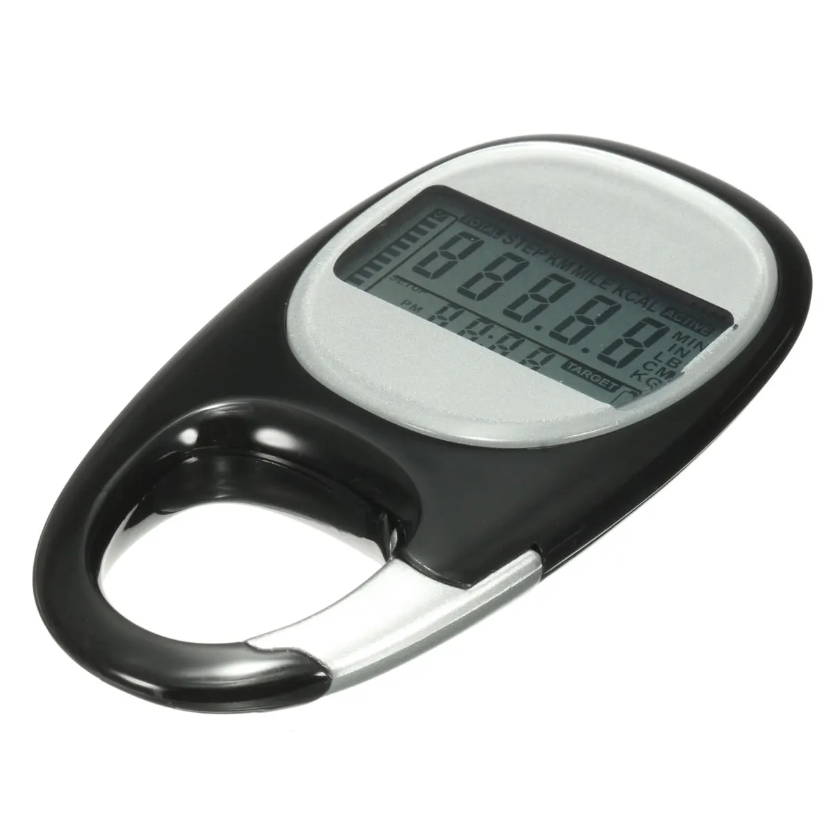 

KeyChain 3D Smart Sensor Run Step Pedometer Carabiner Walking Motion Calorie LCD Display Counter Tracker+Button Battery+Manual