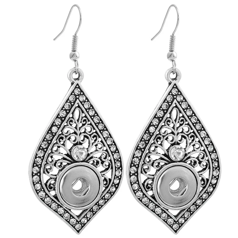 Buy New Snap Jewelry Vintage Rhinestones Drop Earring Metal 12mm Snap Earrings
