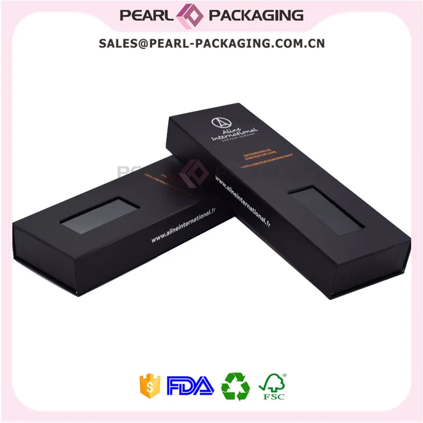 Custom Hair Extensions Packaging Box Rigid Clamshell Cardboard